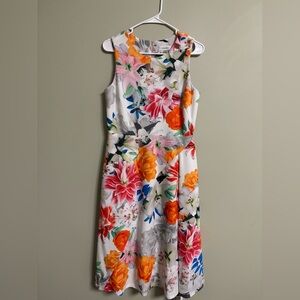 Calvin Klein Floral Print Sleeveless Size 10 Medium Dress Bold Art Maximalist